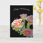 Carte Bouquet de roses du 70e anniversaire (Fleur jaune)