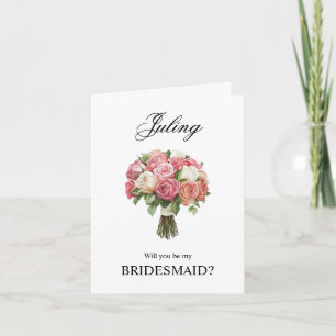 Carte Bouquet de roses roses vif Proposition demoiselle