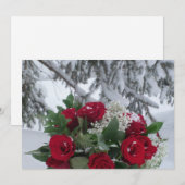 Carte Bouquet de Roses Rouges en Neige Blanc Mariage d'h (Devant / Derrière)