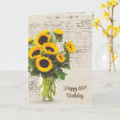 Carte Bouquet de tournesol 85e anniversaire en brique (Fleur jaune)