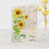Carte Bouquet de tournesol Anniversaire en brique (Fleur jaune)