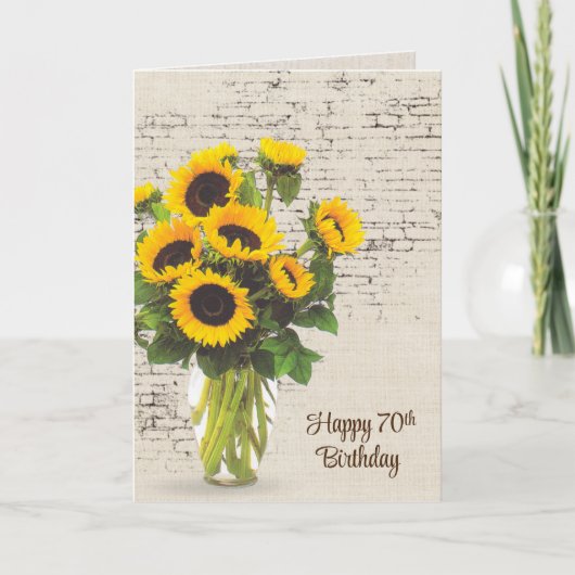 Carte Bouquet de tournesol en brique 70e anniversaire (Devant)