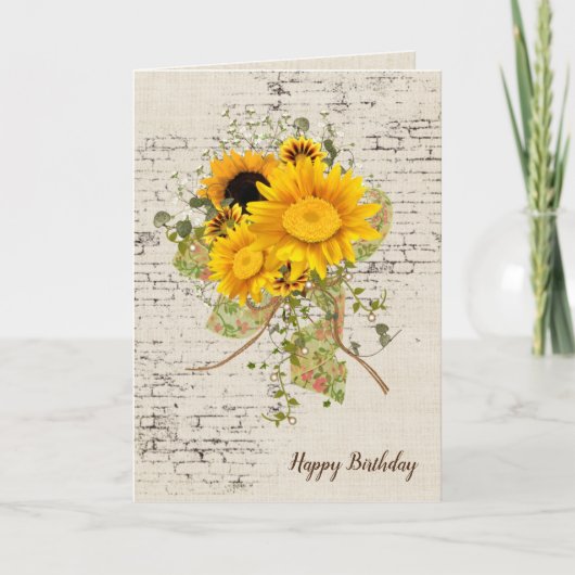 Carte Bouquet de tournesol en brique Anniversaire (Devant)