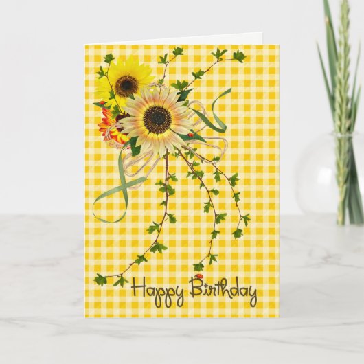 Carte bouquet de tournesol pour anniversaire (Devant)