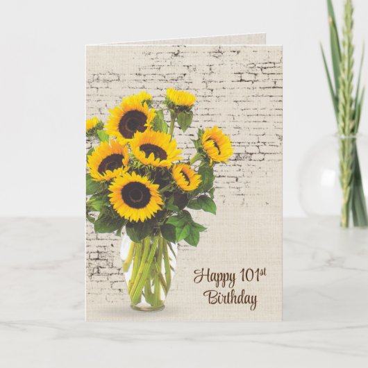 Carte Bouquet de tournesols pour 101e anniversaire sur b (Devant)