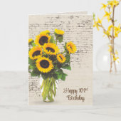 Carte Bouquet de tournesols pour 101e anniversaire sur b (Fleur jaune)