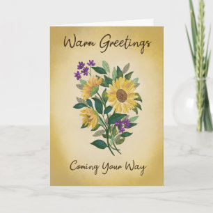 Carte Bouquet de tournesols salutation