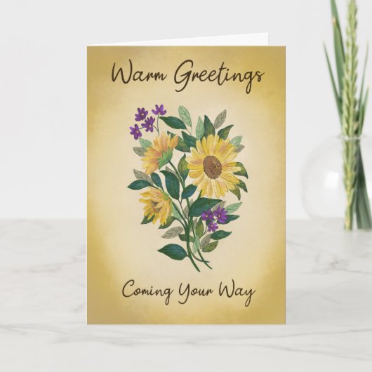 Carte Bouquet de tournesols salutation (Devant)