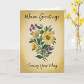 Carte Bouquet de tournesols salutation (Fleur jaune)