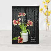 Carte bouquet de tulipe avec gouttes de pluie sympathie (Fleur jaune)