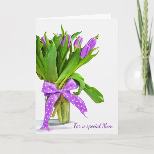 Carte Bouquet de tulipe violet de la Fête des Mères sur  (Devant)