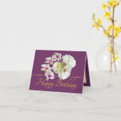 Carte Bouquet d'or violet Orchidées Roses Joyeux anniver (Fleur jaune)