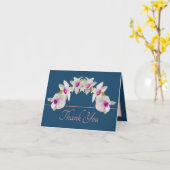 Carte Bouquet d'orchidée rose bleu Merci (Fleur jaune)