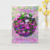 Carte Bouquet du jour de mère de bleu, de rose et de (Fleur jaune)