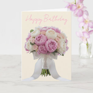 Carte Bouquet Élégant de Pivoines Texte Personnalisé Ann