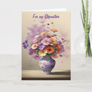 Carte Bouquet en chinois Vase Stepmère Anniversaire