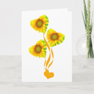 Carte Bouquet en forme de coeur de tournesols Saint-Vale