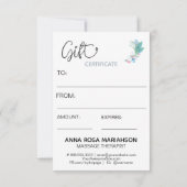 Carte *~* Bouquet floral Angel Wing certificat cadeau (Dos)