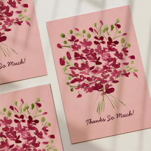 Carte Bouquet Floral Aquarelle Rose Fantaisiste Merci