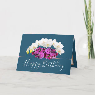 Carte Bouquet floral chic Orchidées&Fleurs de pivoines A