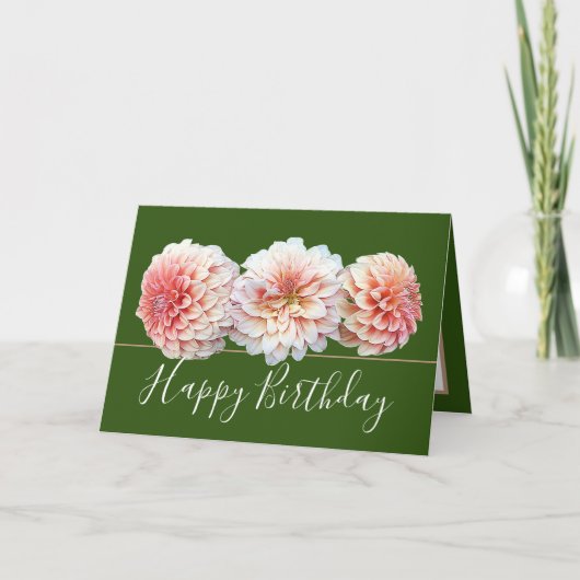 Carte Bouquet floral chic rose Dahlia Fleurs Anniversair (Devant)