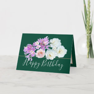 Carte Bouquet floral chic Rose & Fleurs crocus Anniversa