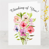 Carte Bouquet floral d'aquarelle Pensez à votre photo (Fleur jaune)