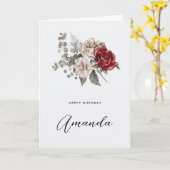 Carte Bouquet floral de roses blanches et rouges Anniver (Fleur jaune)
