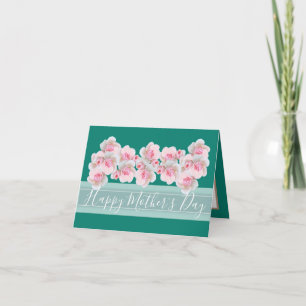Carte Bouquet floral fleurs de bourgeon de rose rose Mèr