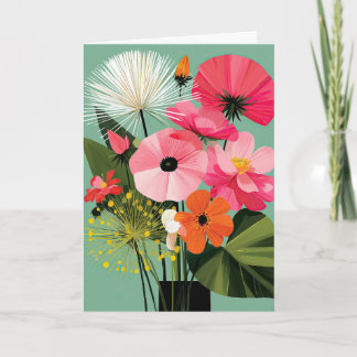Carte Bouquet Floral Moderne du Milieu du Siècle Coqueli