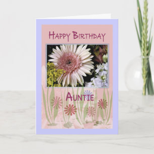 Carte Bouquet Floral Rose Daisy, Tante, Anniversaire