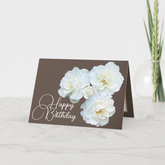 Carte Bouquet floral Roses blanches Fleur Fille Annivers (Devant)