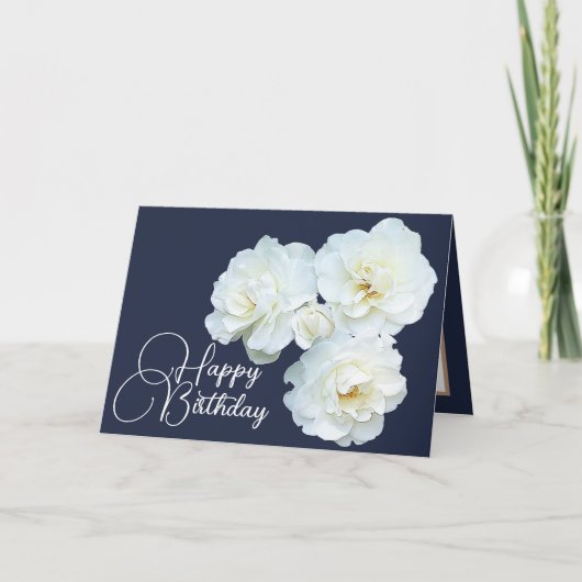 Carte Bouquet floral Roses blanches Fleur Fille Annivers (Devant)