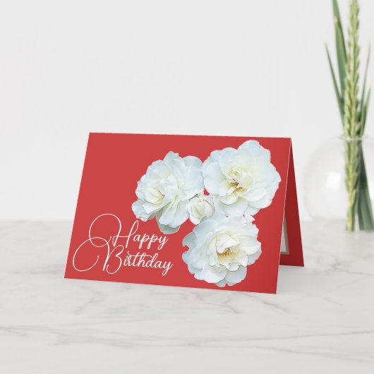 Carte Bouquet floral Roses blanches Fleur Fille Annivers (Devant)