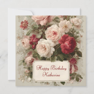 Carte Bouquet floral vintage avec texte personnalisé