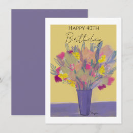 Carte Bouquet floral violet sur mesure Année Anniversair