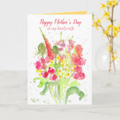 Carte Bouquet heureux de fleur d'épouse du jour de mère (Fleur jaune)