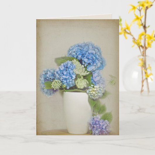 Carte Bouquet Hydrangea Dans Le Vase (Fleur jaune)