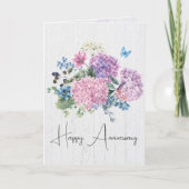 Carte Bouquet Hydrangea Pour Anniversaire (Devant)