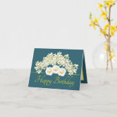 Carte Bouquet jaune vert Orchidées Roses Joyeux annivers (Fleur jaune)