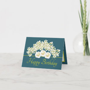 Carte Bouquet jaune vert Orchidées Roses Joyeux annivers