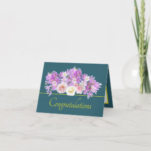 Carte Bouquet jaune vert Rose & Crocus félicitations
