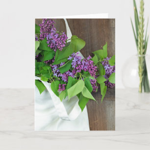 Carte bouquet lilas en sac