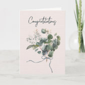 Carte Bouquet Mariage Eucalyptus sur les coeurs (Devant)