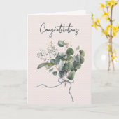Carte Bouquet Mariage Eucalyptus sur les coeurs (Fleur jaune)