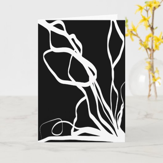 Carte Bouquet Noir : Abstrait noir et blanc (Fleur jaune)