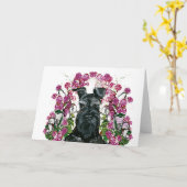 Carte Bouquet noir de Schnauzer (Fleur jaune)