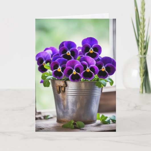 Carte Bouquet Purple Pansy Anniversaire (Devant)