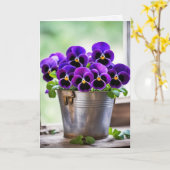 Carte Bouquet Purple Pansy Anniversaire (Fleur jaune)