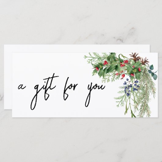 Carte Bouquet rose de Noël (Devant / Derrière)